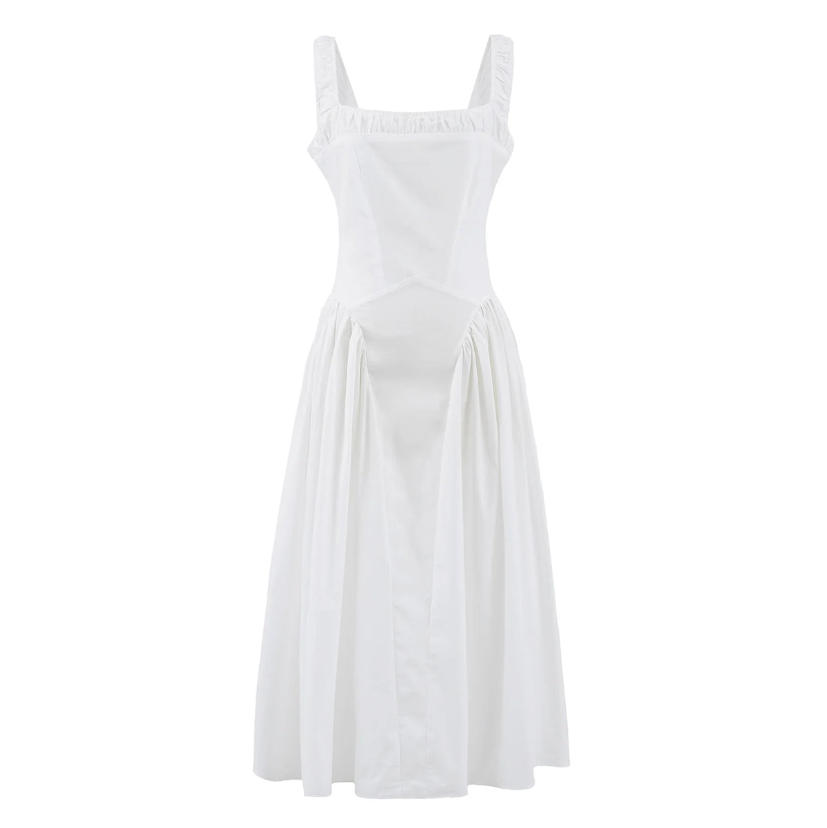 Ingvn  Sexy Pink Elastic Strap Tank Dress Ruched Slash Neck Zipper Back Slim Low Waist Hem Swing Midi Long Robe Sleeveless Vestidos