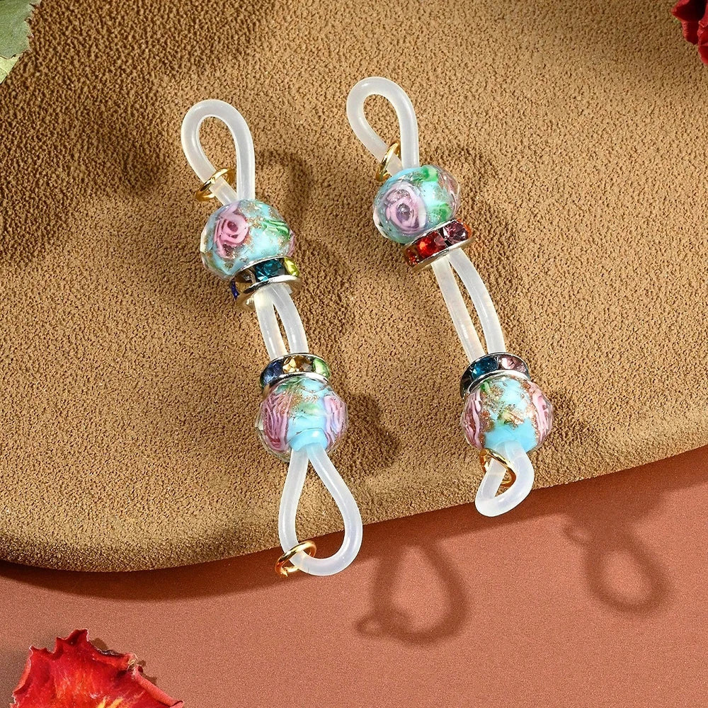 Ingvn  2Pcs Of Fake Nipple Rings - 8mm Glitter Beads-Adjustable Daily Wear Nipple Nooses - Lovers Fake Nipple Faux Nipple Piercing