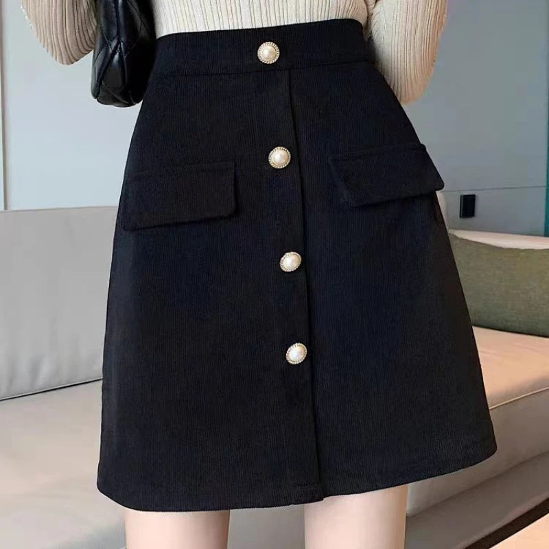 Ingvn  High-waisted Pink Skirt for Women Spring Autumn New A-line for Fat Mm Covering Belly and Slimming Buttocks Short Skirt