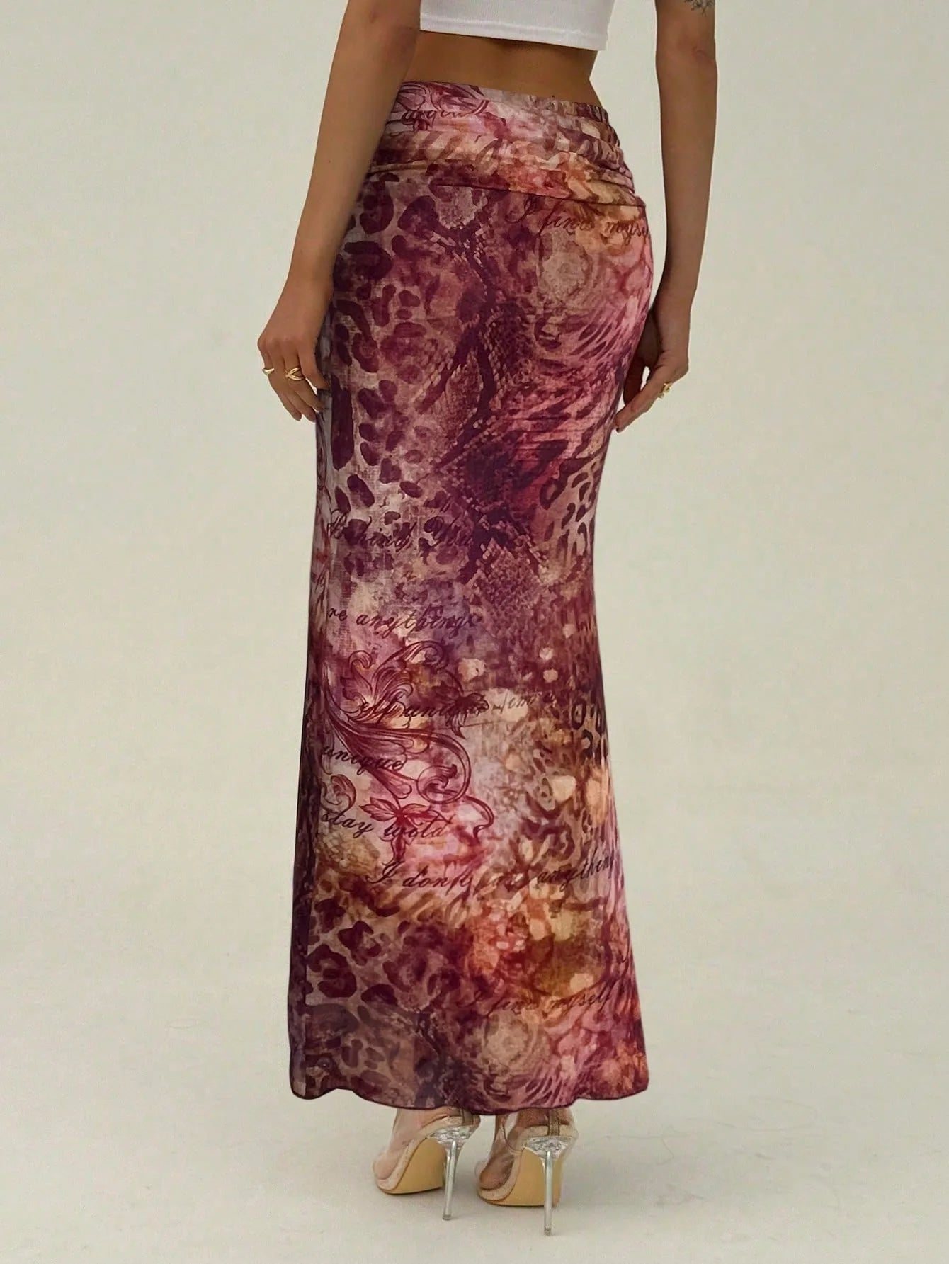 Ingvn  New Women's Slit Sexy Skirt Summer Printed Skirt Long Dress Bodycon Dress Women Elegant Skirt Party Tight Dress