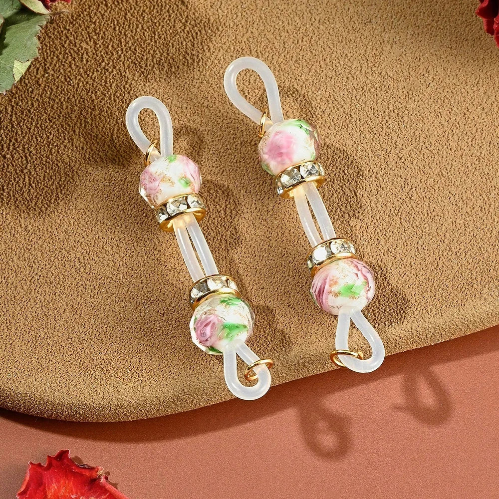 Ingvn  2Pcs Of Fake Nipple Rings - 8mm Glitter Beads-Adjustable Daily Wear Nipple Nooses - Lovers Fake Nipple Faux Nipple Piercing