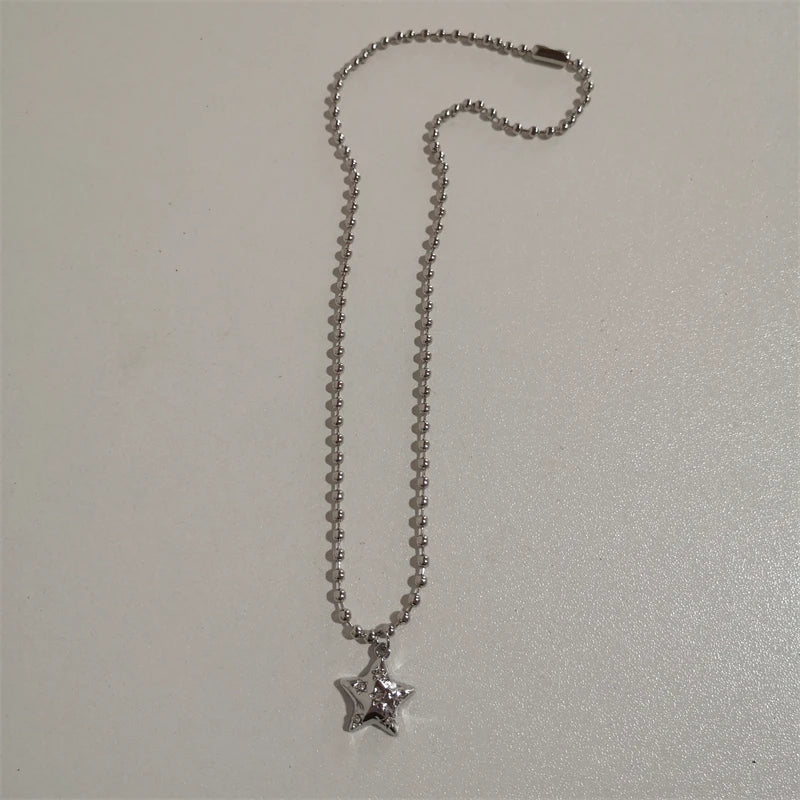 Korean Fashion Chains Star Pendant Necklaces Punk Aesthetic Jewelry Boho Necklace for Women Goth Jewelry Y2K Grunge Rock