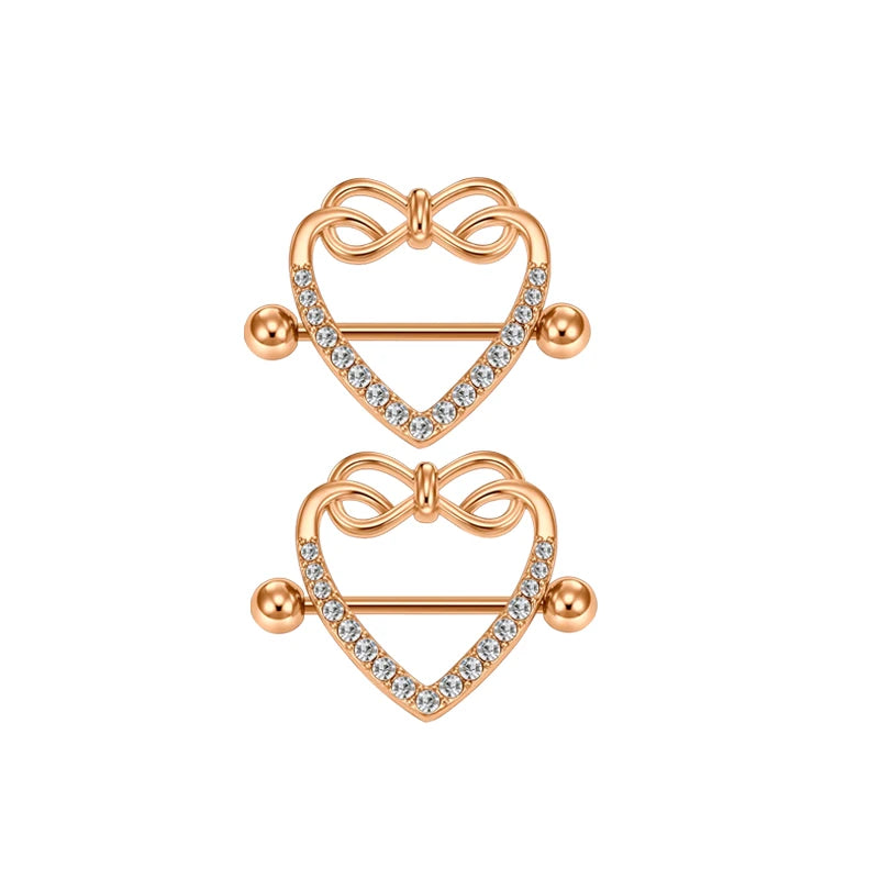 Ingvn  1Pair Heart Shaped Nipple Rings Piercing Jewelry for Women Sexy Clips Stianless Steel Nipple Ring Clamps Pierced Body Jewelry