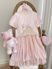 Ingvn  Retro Japanese Lolita Outfits Women Sweet Kawaii Tops Ruffle Mini Dress Suits Y2k Preppy Casual 2 Piece Sets