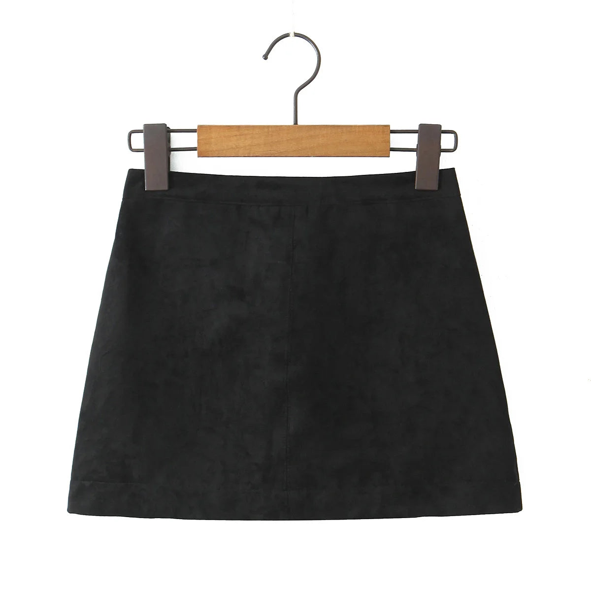 Ingvn  Autumn Winter High Waist Suede Faux Leather Mini Skirt Women Back Zipper A-line Short Skater Party Femme Camel Black