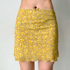 Ingvn  Yellow Butterfly Print Short Skirt Women Hip Hugging Sexy American Retro Summer A Line