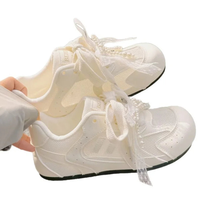 Ingvn  Stylish Women's White Sneakers Summer New Breathable Mesh Shoes Thin Soft Sole Comfortable Versatile Casual Light Shoes