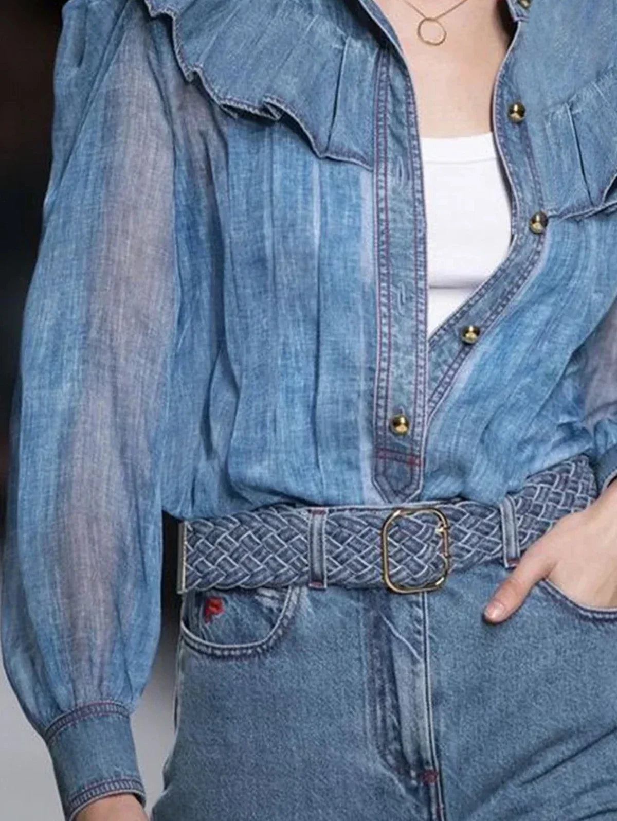 Ingvn  Women Ruffle Retro Button Shirts See Through Stand Collar Mori Girl Long Sleeve Blouse Spring Casual Elegant Shirts Top