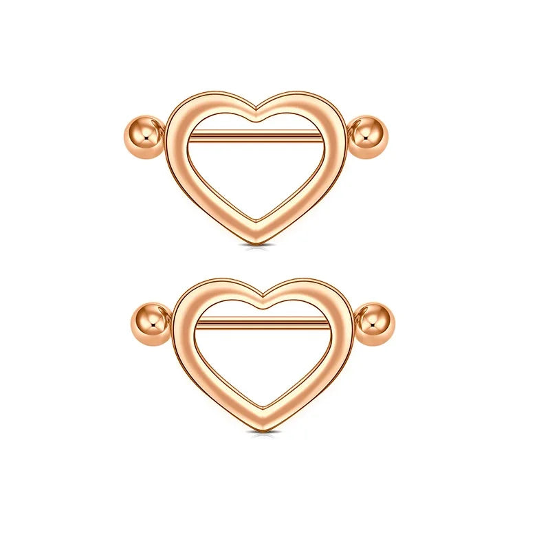Ingvn  1Pair Heart Shaped Nipple Rings Piercing Jewelry for Women Sexy Clips Stianless Steel Nipple Ring Clamps Pierced Body Jewelry