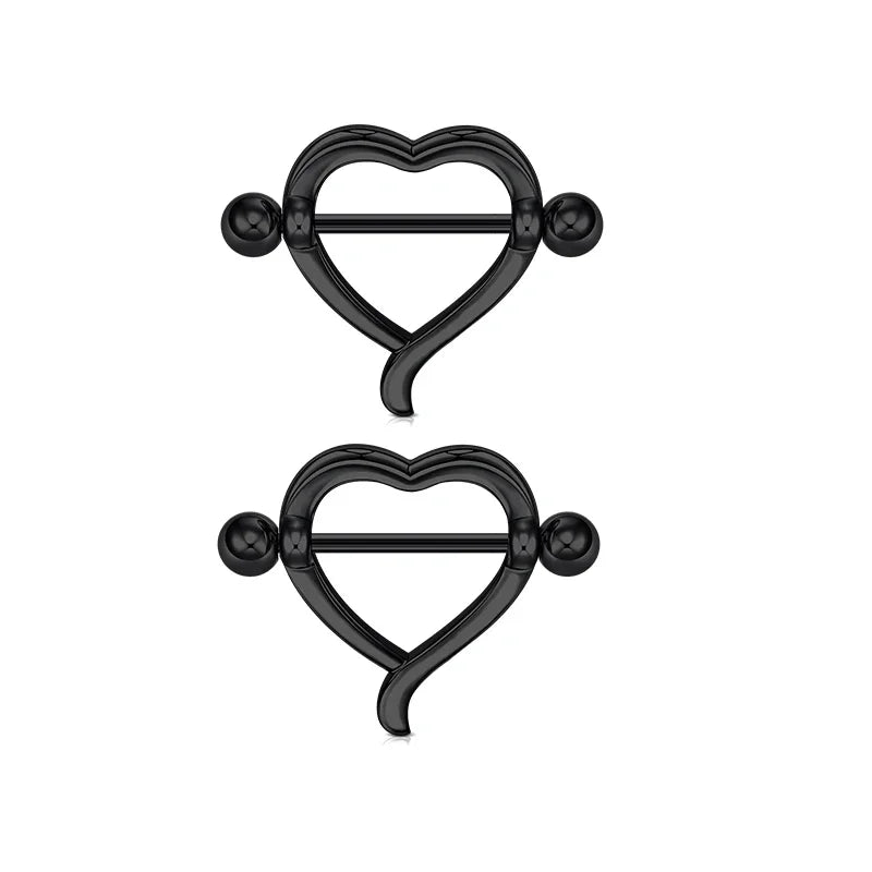 Ingvn  1Pair Heart Shaped Nipple Rings Piercing Jewelry for Women Sexy Clips Stianless Steel Nipple Ring Clamps Pierced Body Jewelry
