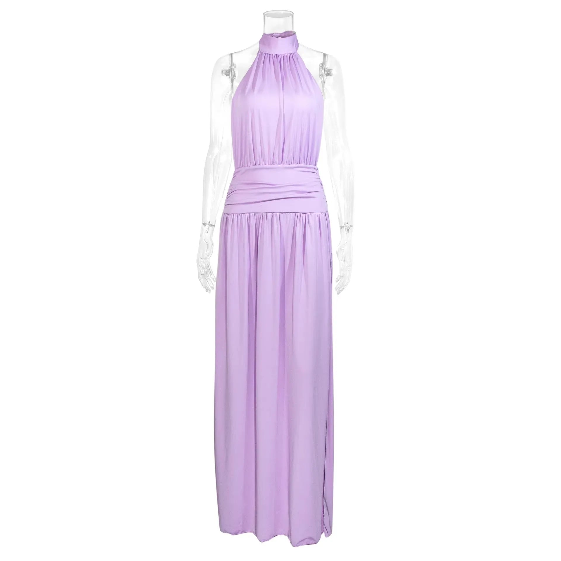 Ingvn  Winter Women's Clothing Sexy Backless Slit Long Dress For Woman Polyester Spaghetti Strap Elegant Evening U Neck Loose Maxi
