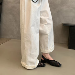 Ingvn  New Women Hollow Out Woven Mary Jane Low Heels Breathable Mesh Slip on Casual Summer Beach Women Shoes