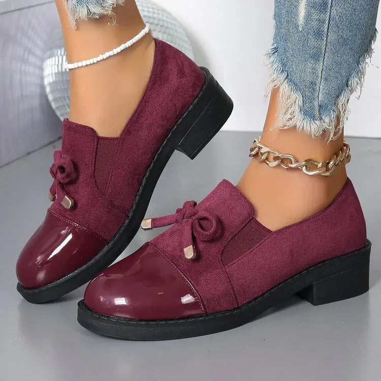 Ingvn  Plus Size 36-43 Shoes for Women Spring Autumn Fashion Office Pumps Bow Tie Round Toe Square Heel Platform Shoes Zapatos De Mujer