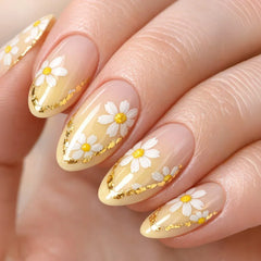 Ingvn  24Pcs Ins Simple French Full Cover Fake Nail Tips Almond Green Cat's Eye Press on False Nails Fashion Leaves Nails Set Wearable