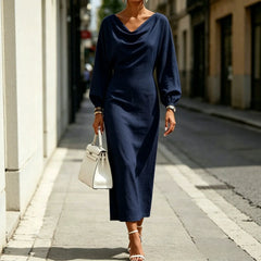 Ingvn - Street Fashion Women's Slim Fit Dress Long Sleeve Daily Wear Summer Dress Gentle Style High Waist Batwing Sleeve