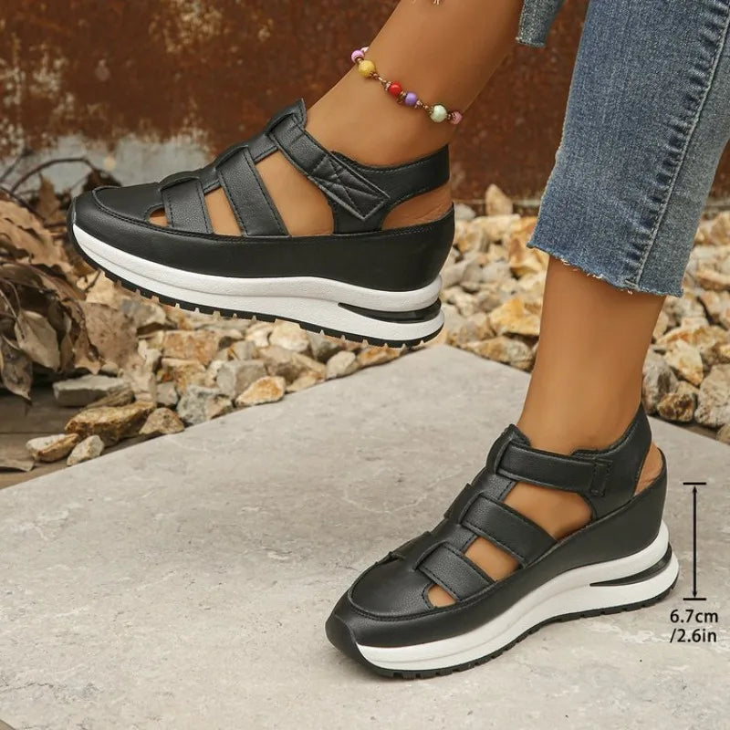 Ingvn  Women's Shoes Hot Sale Closed Toe Women's Sandals Rome Casual Sandals Women Hollow Platform Wedges Plus Size Shoes Female