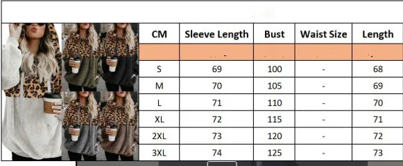 Ingvn  New Women Fashion Autumn and Winter Long-sleeved Sweatshirt Ladies Leopard Print Patchwork Zipper Casual Loose Pullovers Top