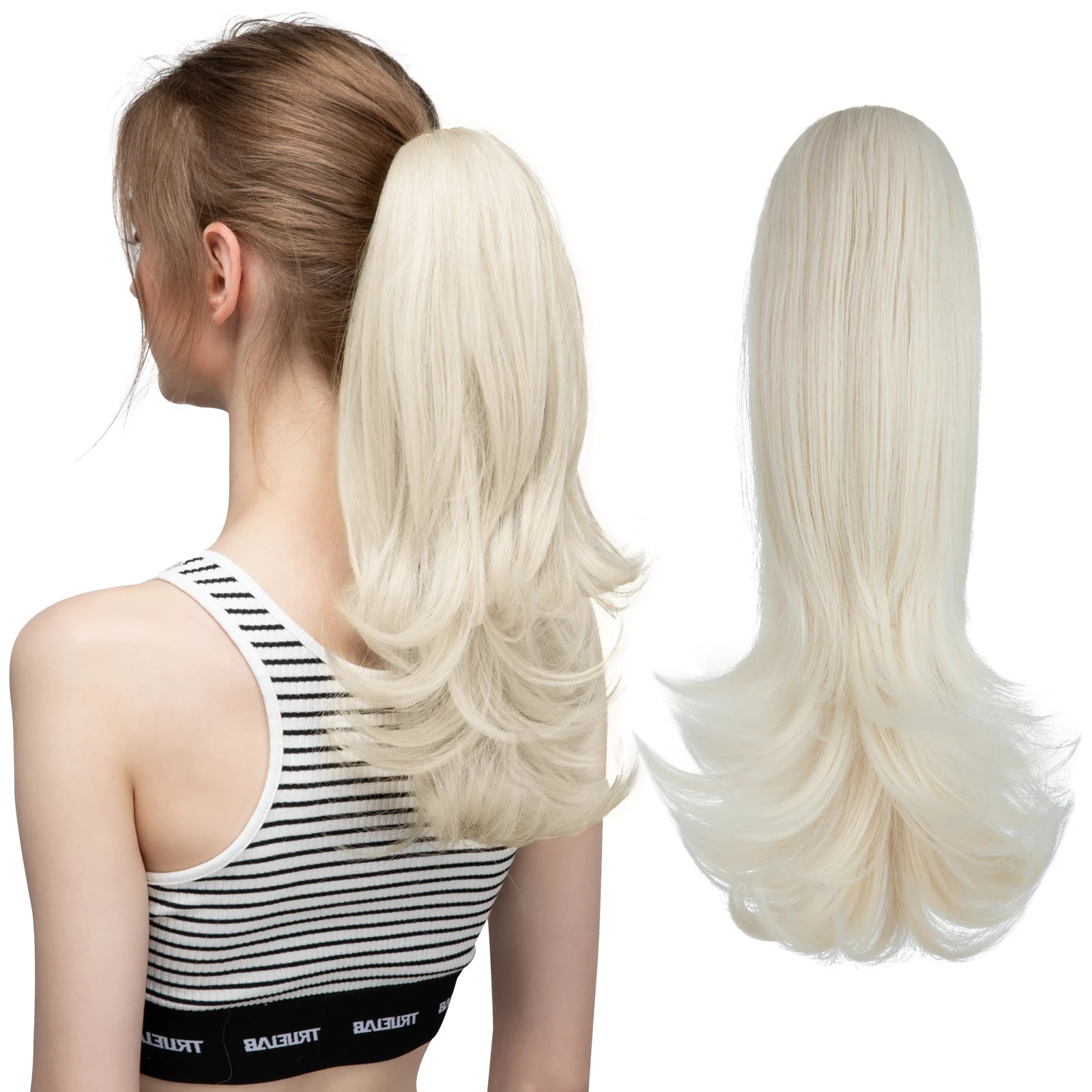 Ingvn  Claw Clip In Ponytail Hair Extensions Hairpiece Fake Blonde Hair Wavy False Pigtail With Elastic Band Horse Tail
