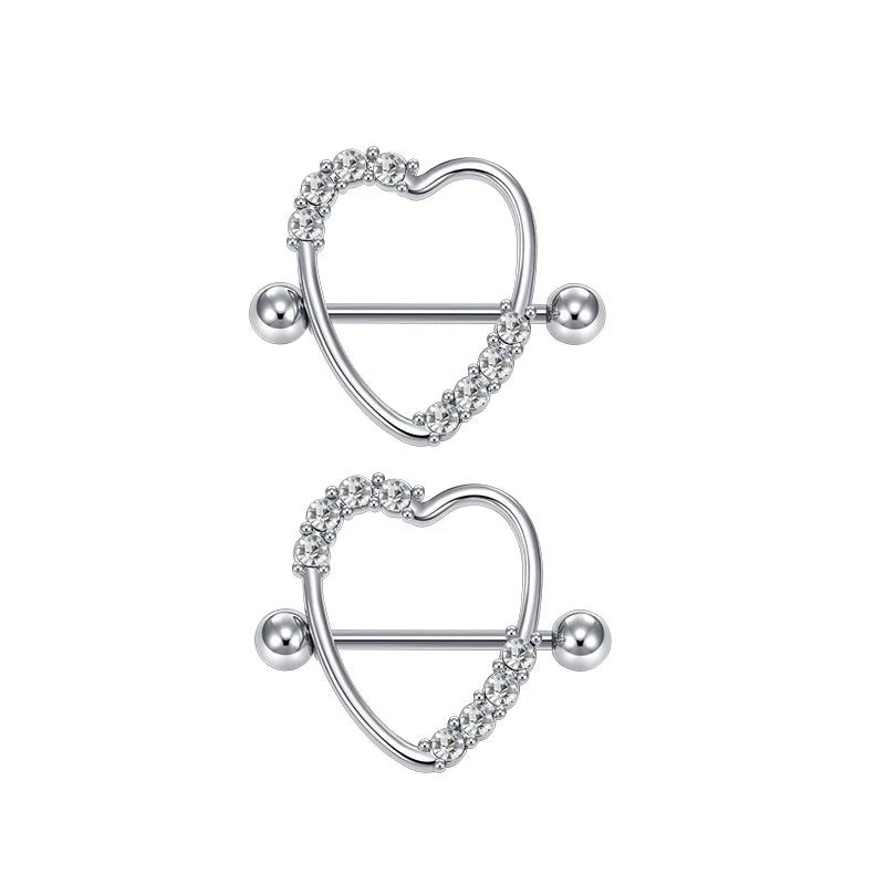 Ingvn  1Pair Heart Shaped Nipple Rings Piercing Jewelry for Women Sexy Clips Stianless Steel Nipple Ring Clamps Pierced Body Jewelry