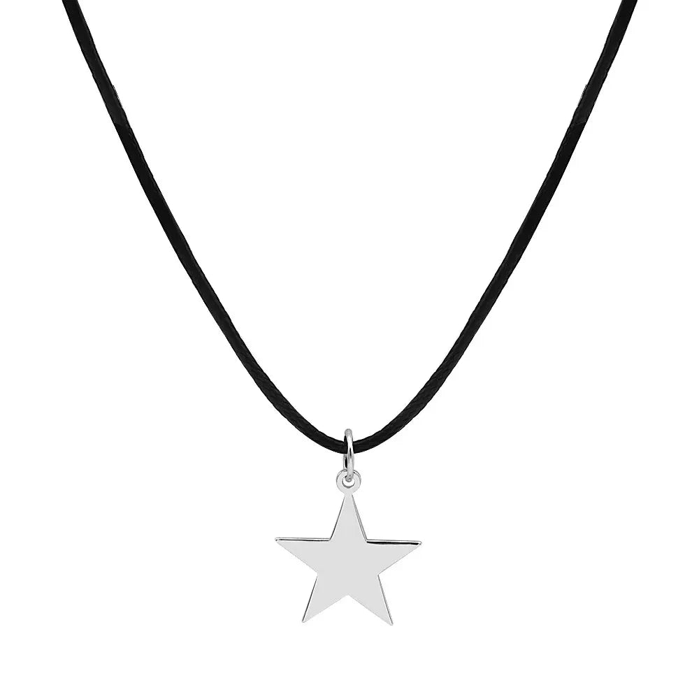 Ingvn  Titanium Steel Star Pendant Necklace for Men Women Y2K Hip Hop Cool Hot Girls Beads Chains Choker Korean Fashion Jewelry