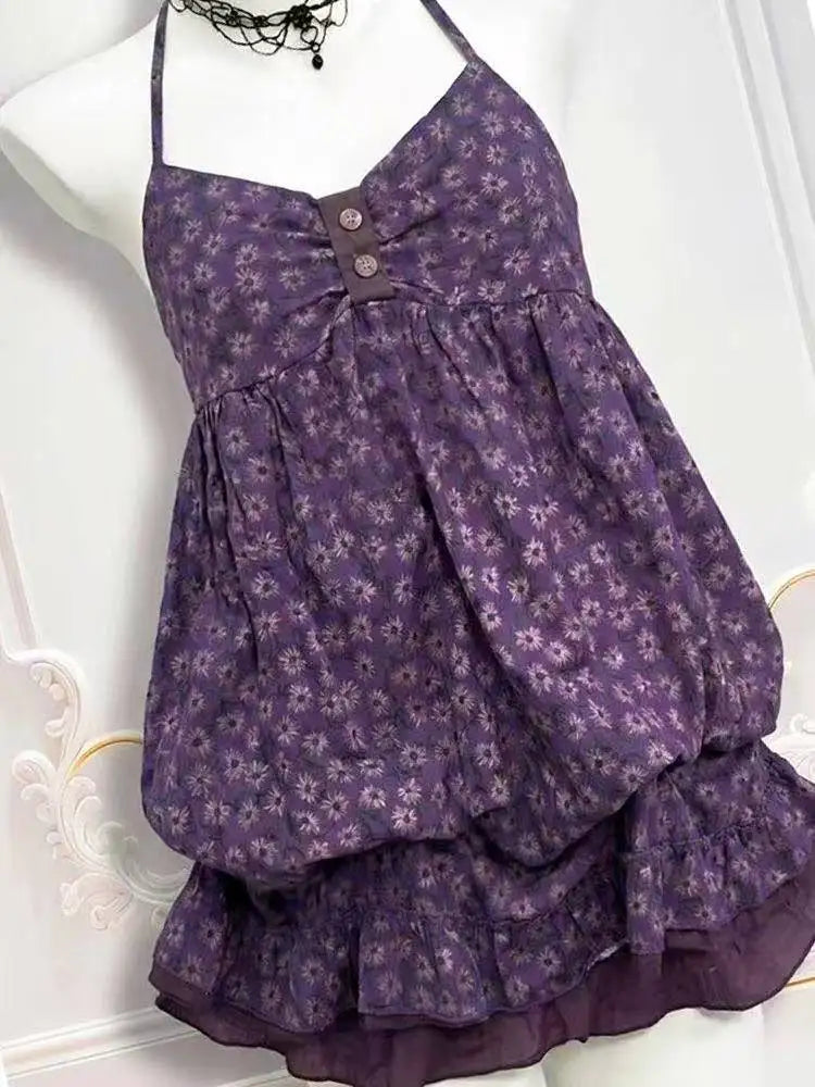 Ingvn  Gothic Vintage Lolita Bud Dress Women Y2K Harajuku Sweet Spaghetti Strap Mini Dress Casual Daily Fashion Outfits New