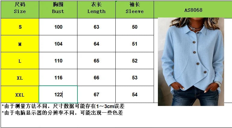 Ingvn - Casual Loose Irregular Shirt  Autumn Winter Solid Top & Blouse Women Fashion Button Long Sleeve Shirts Tops Femme