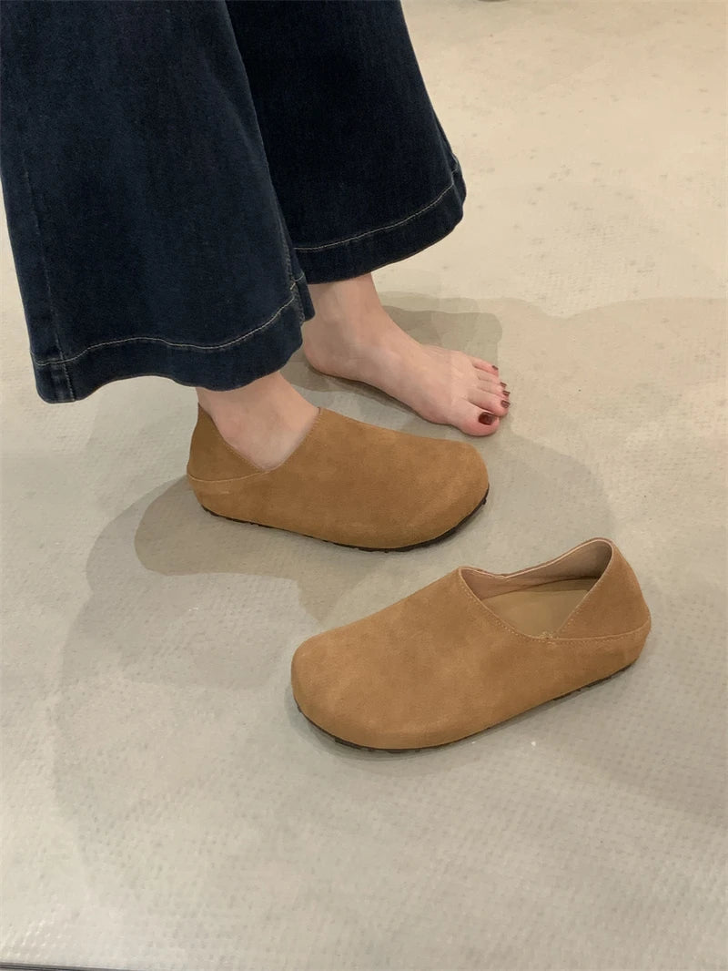 Ingvn  Spring Autumn New Suede Loafers Woman Fringe Round Toe Slip-on Daily Casual Shoes Comfort Outdoor Flat Walk Shoes Women