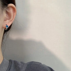 Ingvn  New Trendy Cute Sweet blue star Hoop Earrings for Women Girls Simple Fashion Vintage Earrings Aesthetic Jewelry Y2K Gift