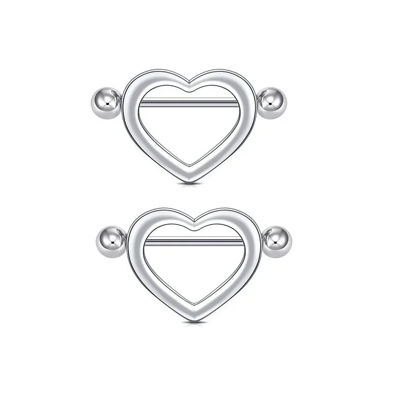Ingvn  1Pair Heart Shaped Nipple Rings Piercing Jewelry for Women Sexy Clips Stianless Steel Nipple Ring Clamps Pierced Body Jewelry