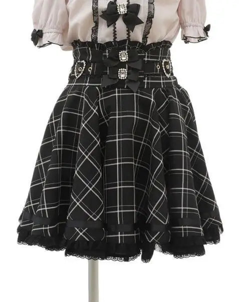 Ingvn  Lolita Style Sweet Women Skirt Japanese Fashion Jupe Faldas Mujer De Moda Bandage Bow Patchwork Lace Cute Y2k Skirts