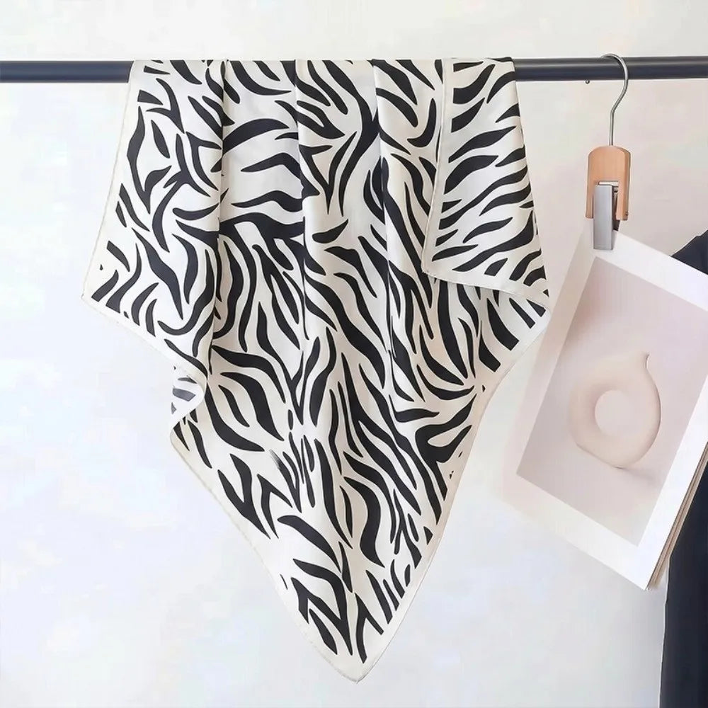 Ingvn  70x70cm Silk Scarf Silk Material Horse Pattern Neck Ties Handkerchief Style Leopard Print Horse Pattern Scarf Summer Season