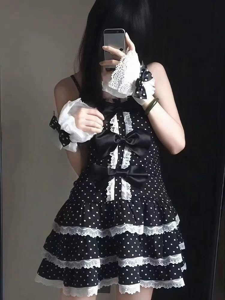 Ingvn  Black Vintage Lolita Dress Women Gothic Y2K Sleeveless Lace Slim Dress Spicy Girl Elegant Daily Streetwear