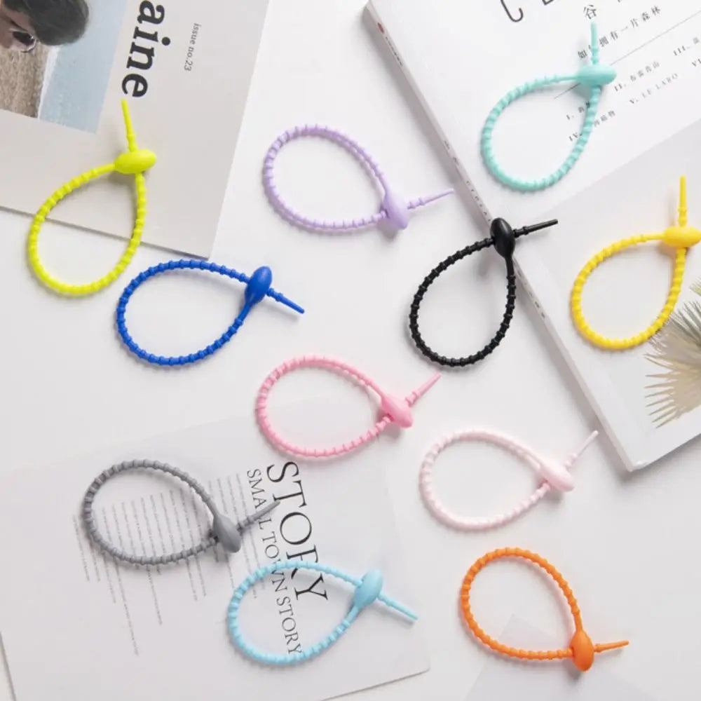 Ingvn  3 PCS Durable Candy Colors Silicone Tie Tadpole Shape Silicone Material Key Lanyard Reusable Bag Accessories Lanyard Wire Bundle