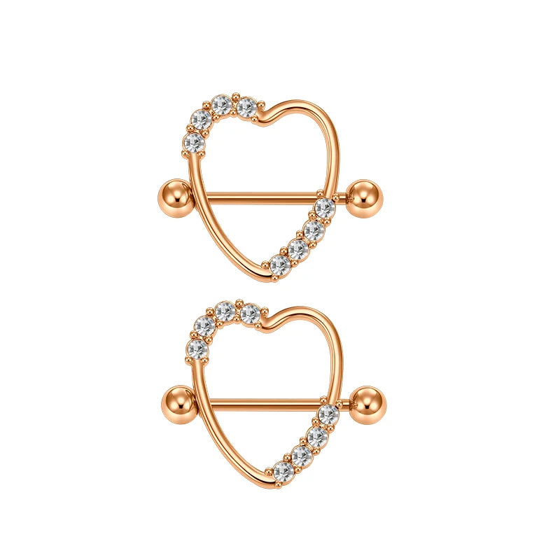 Ingvn  1Pair Heart Shaped Nipple Rings Piercing Jewelry for Women Sexy Clips Stianless Steel Nipple Ring Clamps Pierced Body Jewelry