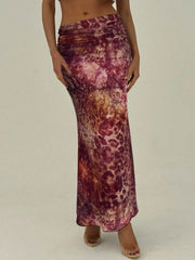 Ingvn  New Women's Slit Sexy Skirt Summer Printed Skirt Long Dress Bodycon Dress Women Elegant Skirt Party Tight Dress