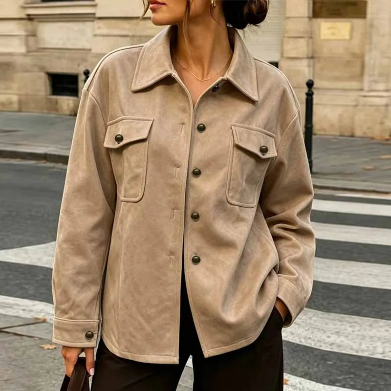Ingvn - Women Jackets New Autumn Winter Casual Long Sleeve Women Jacket Turn Down Collar Jacket Coat Women Jaqueta Feminina