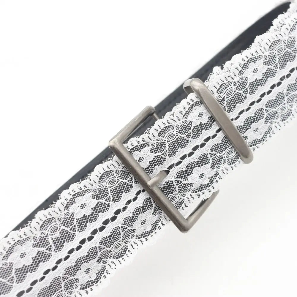 Ingvn  Beautiful Lace Waist Belt Leather White Floral Lace Waistband Decor Accessory Gift Casual Waist Strap Fashion Accent for Women