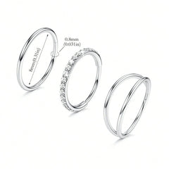 Ingvn  3pcs Nose Rings Hoops - 316L Surgical Steel Double Hoop Nose Rings 16G/18G/20G Hinged CZ Conch Piercing Cartilage Earrin Jewelry