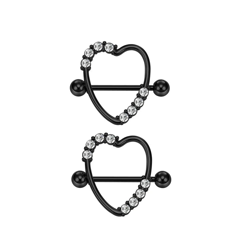 Ingvn  1Pair Heart Shaped Nipple Rings Piercing Jewelry for Women Sexy Clips Stianless Steel Nipple Ring Clamps Pierced Body Jewelry