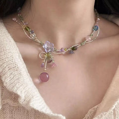 Ingvn  Korean Romantic Clavicle Chain Necklace Drop Beaded for Beach Trips Dating Daily Commuting - Original Stylish Accessory