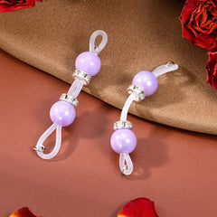 Ingvn  1Pair Fake Nipple Rings,Adjustable Fit Daily Wear Nipple Nooses,8mm Candy Beads, Faux Nipple Piercing Non Pierce Faux Barbells
