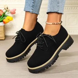 Ingvn  Women's Shoes New Fashionable Spring Autumn Sneakers Versatile Female Casual Flat Retro Lace-up Loafer Non Slip Wear Resistant