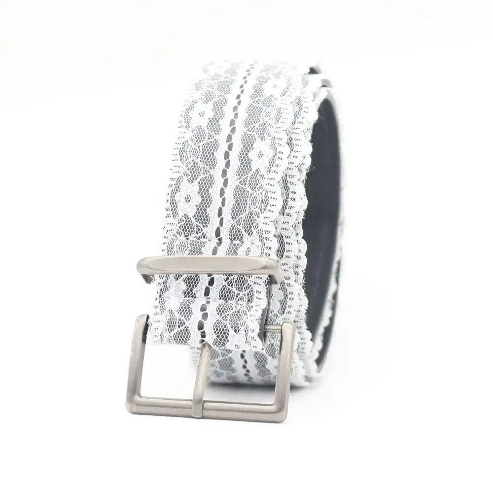 Ingvn  Beautiful Lace Waist Belt Leather White Floral Lace Waistband Decor Accessory Gift Casual Waist Strap Fashion Accent for Women