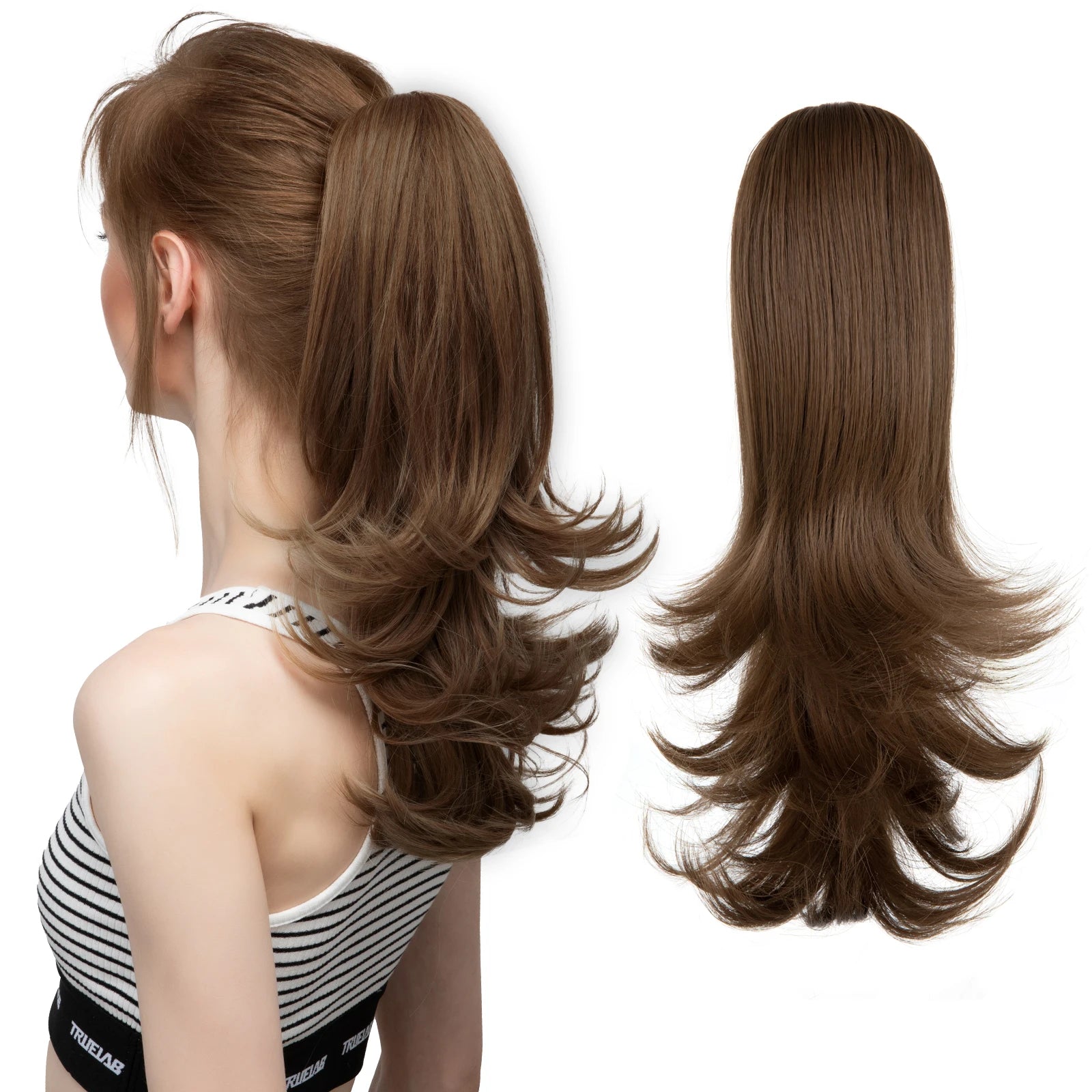 Ingvn  Claw Clip In Ponytail Hair Extensions Hairpiece Fake Blonde Hair Wavy False Pigtail With Elastic Band Horse Tail