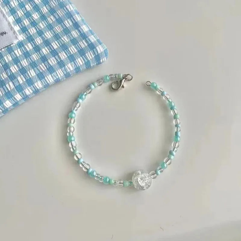 Ingvn  New Cute Geometry Star Conch Ceramic Glass Acrylic Beaded Bracelet Girl Kpop Aesthetic Charm Jewelry Y2K Marine Accessories