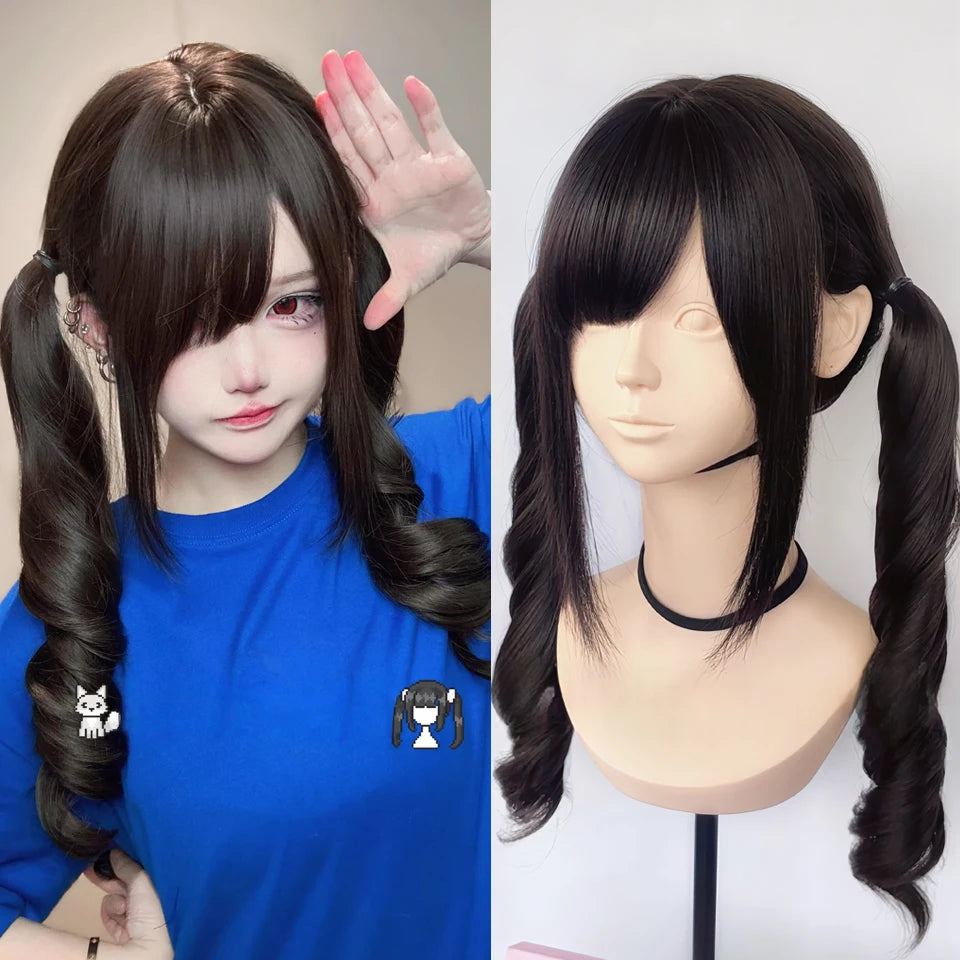 Ingvn - Long Wavy Black Highlight Pink Wig with Bangs Synthetic Diy Cosplay Wig Daily Wear Natural Wig Halloween Costume Wig for Women