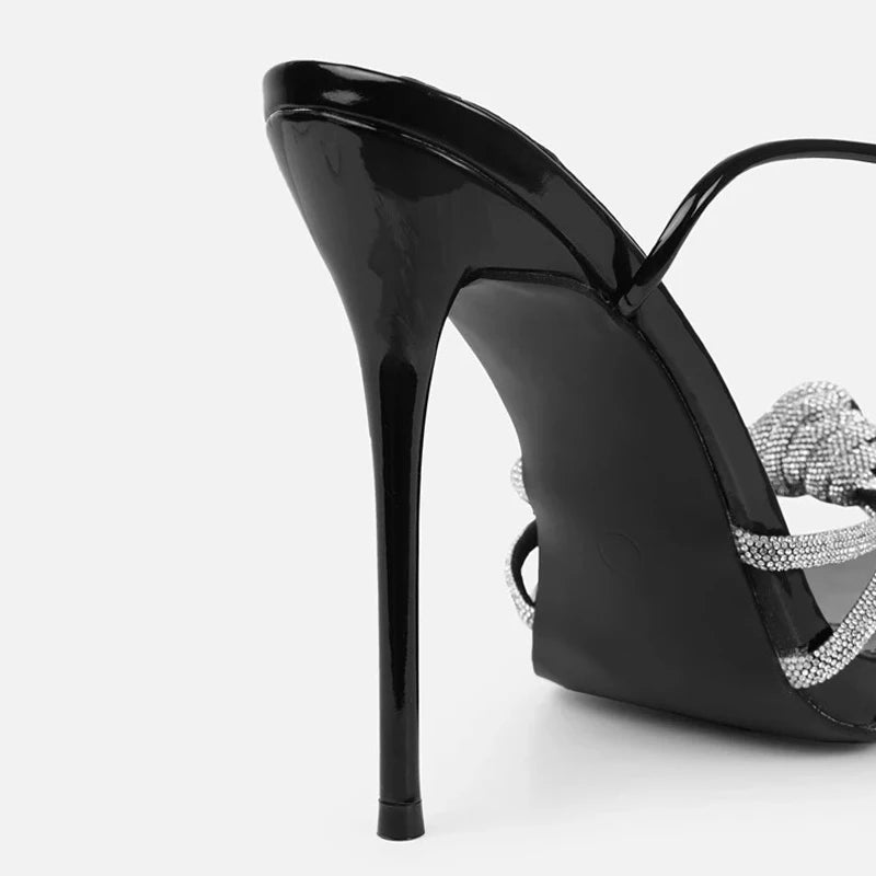 Ingvn  New Arrival Silver Crystal Narrow Band Women's Sandals Summer Party Wedding Prom Shoes Platform Open Toe High Heels