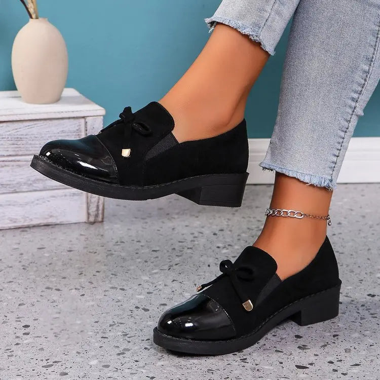 Ingvn  Plus Size 36-43 Shoes for Women Spring Autumn Fashion Office Pumps Bow Tie Round Toe Square Heel Platform Shoes Zapatos De Mujer