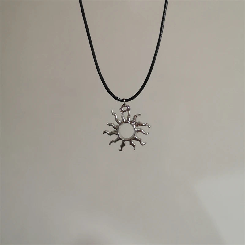 Ingvn  Vintage Spiral Vortex Pendant Hand-woven Leather Rope Necklace for Women Unisex Boho Pentagram Necklace Fashion Y2K Jewelry