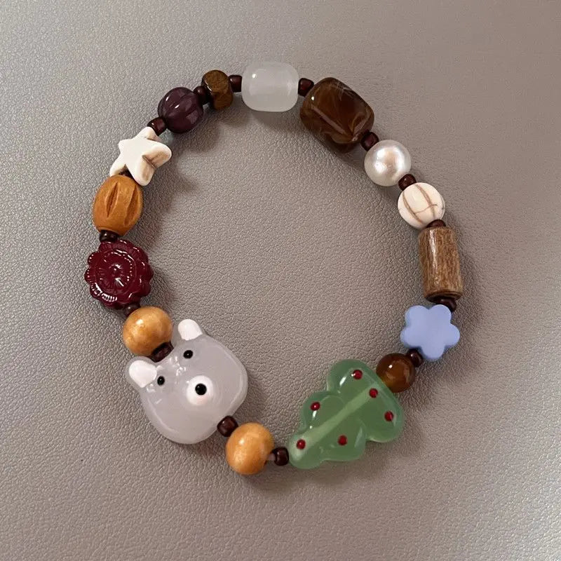 Ingvn  New Cute Geometry Star Conch Ceramic Glass Acrylic Beaded Bracelet Girl Kpop Aesthetic Charm Jewelry Y2K Marine Accessories